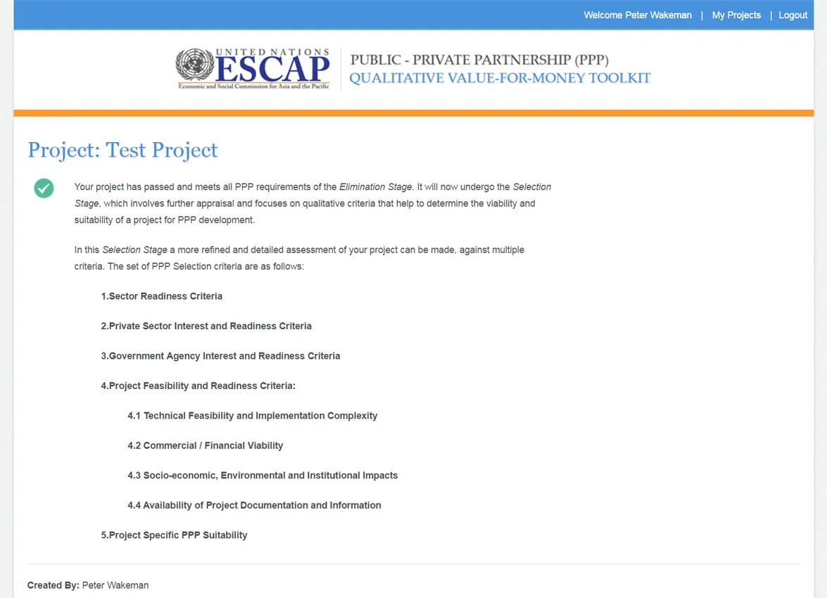 A custom message is displayed depending on if the user passed the elimination criteria check.