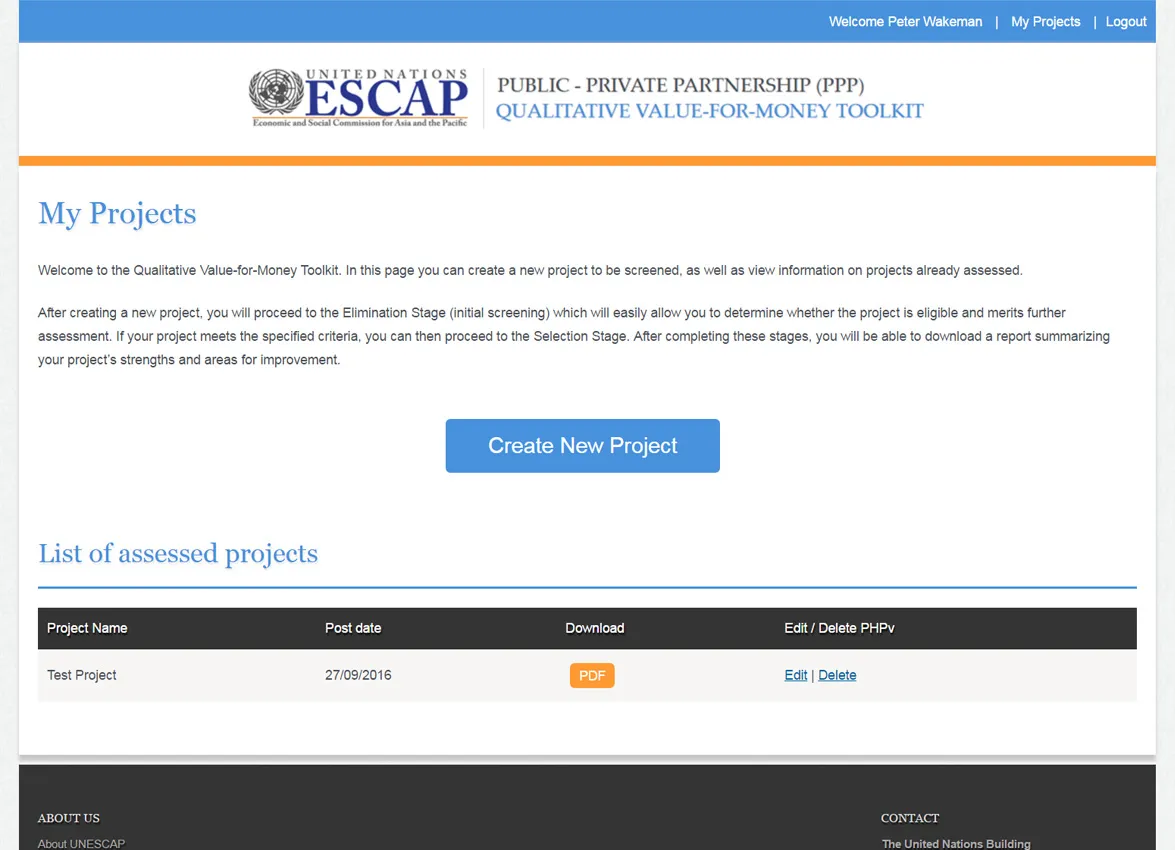 After user logs in, they will then see their project overview.