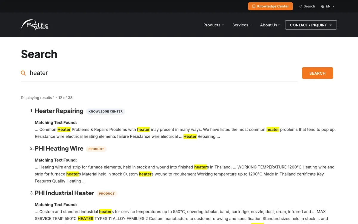 phiheating.com: Search results