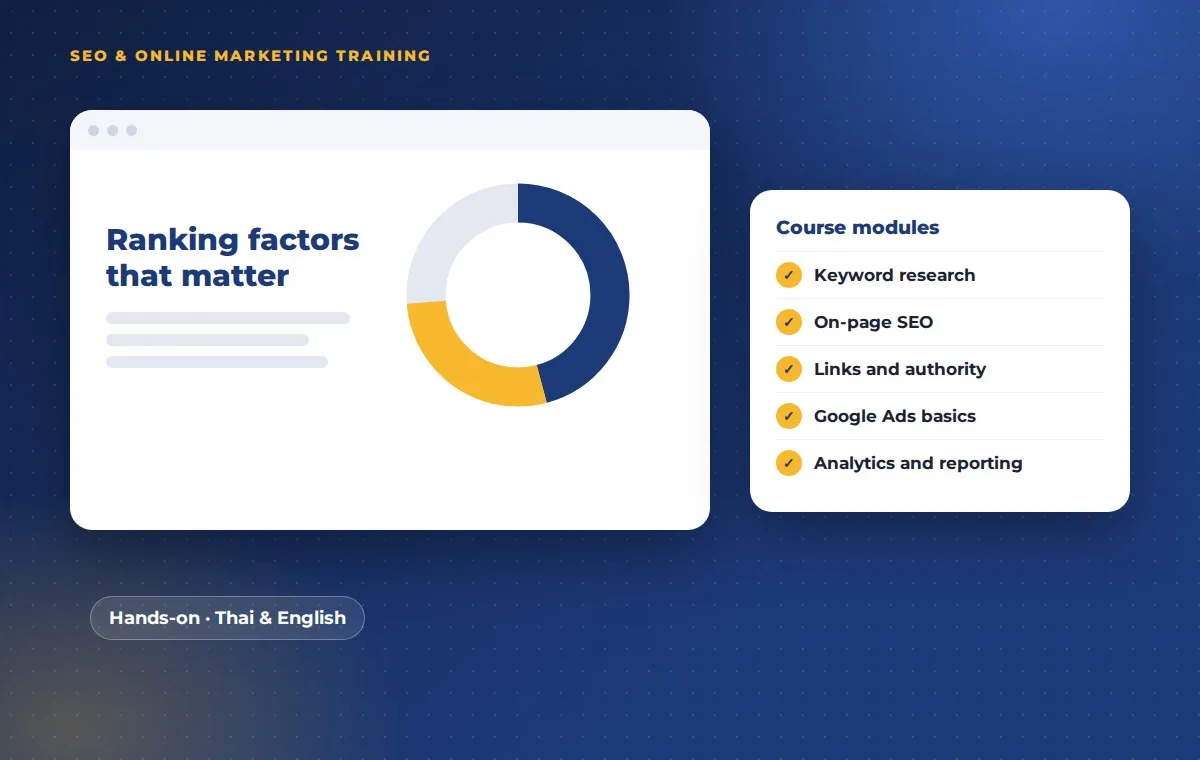 SEO and online marketing training course modules